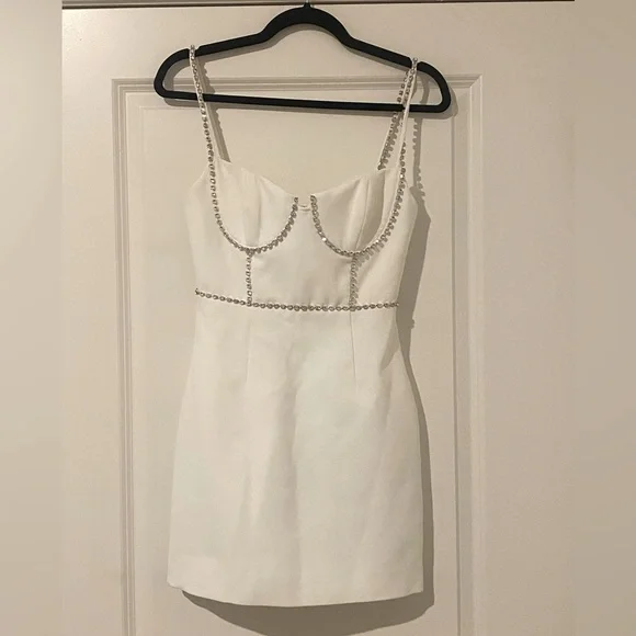 Self-Portrait | Dresses | Selfportrait White Crepe Bow Mini Dress | Poshmark